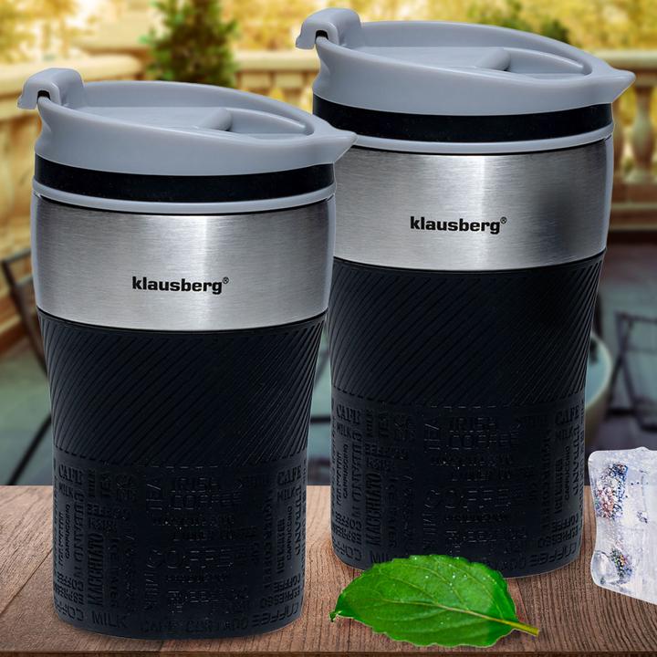 Image du produit Klausberg Lot de 2 mugs isothermes à double paroi, 280ml, noir (0.28 l)