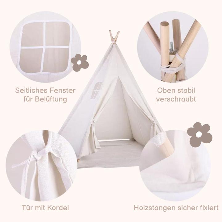 Image du produit Hermex Tipi für Kinder Zelt Spielzelt Kinderzelt Indoor-Zelt