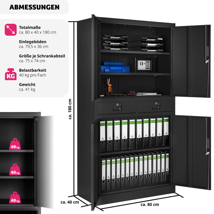 Actual product image tectake Filing cabinet (80 x 40 x 180 cm)