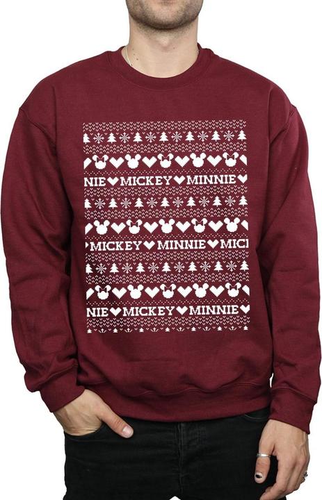 Actual product image Disney Mens Mickey And Minnie Christmas Fair Isle Sweatshirt (XL)