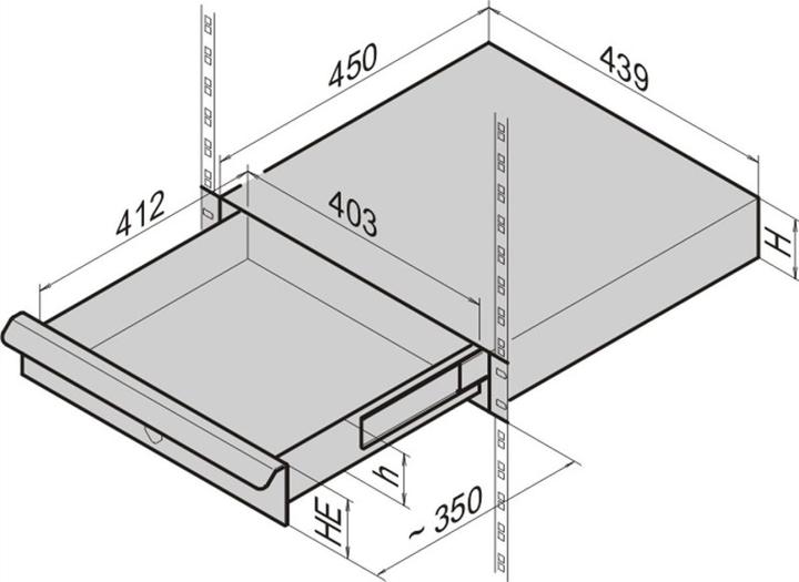Actual product image Schroff 19 inch drawer - drawer 19 inch 2he ral7035