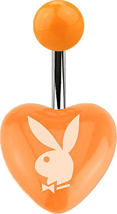 Immagine prodotto Star Piercing Banana argento con cuore arancione e coniglietto Playboy (Acrilico, senza ottone, Acciaio chirurgico 316L)