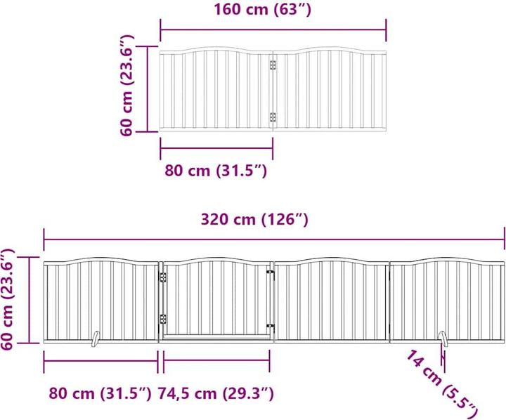 Produktbild VidaXL Hundetor mit Tür Faltbar Absperrgitter Hunde Schutzgitter 12-tlg. Holz