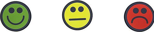 Actual product image smiT FACE round magnet, Ø 35 mm, pack of 10, sad face, red.