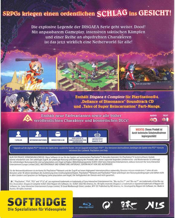 Actual product image NIS Disgaea 6 Complete (PS4) (PS4, PS5, DE)