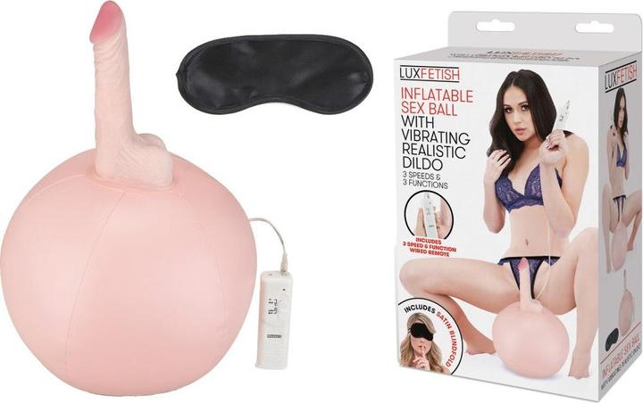 Actual product image Lux Fetish Inflatable Sex Ball + Vibrating Dildo