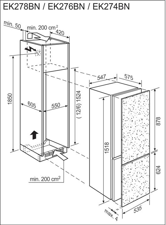 Nährwerte und Zutaten Electrolux EK278BNRWE (226 l)