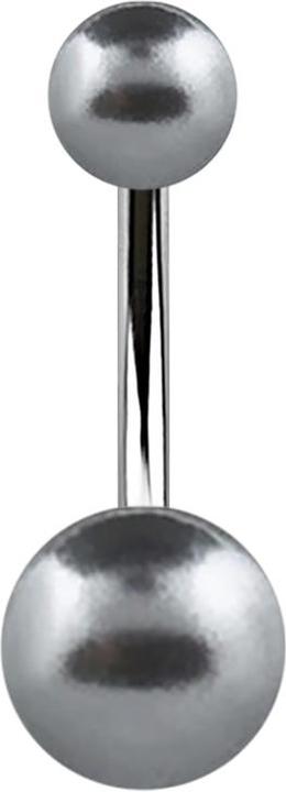 Star Piercing Banane silber mit zwei Perlenkugeln anthrazit (Mineralischohne Messing, ohne MessingChirurgenstahl 316L)
