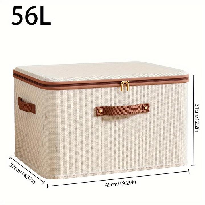 Only-Bags.Store 1pc Leinen Zipper Quilt Storage Bins mit Deckel, Leinengewebe, kratz- und verschleissfest