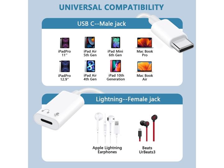 Produktbild PowerGuard USB-C zu Lightning Headphone Kopfhörer Adapter (USB Typ C)