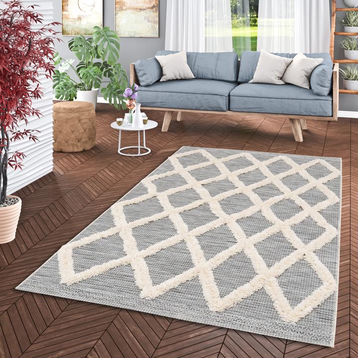 Produktbild Pergamon In & Outdoor Teppich Shaggy Juist Rauten (80 x 150 cm)