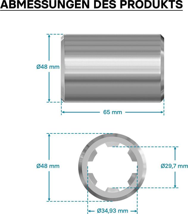 Produktbild Wiltec Zapfwellen Buchse B-Typ 65mm für Vielkeilwelle PTO-Shaft 1 3/8" Z6 6 Nut Traktor (Rasentraktor, Traktorzubehör)