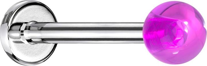 Produktbild Star Piercing Micro Labret silber mit Kugel violett "Glow" (Acryl, ohne Messing, Chirurgenstahl 316L)