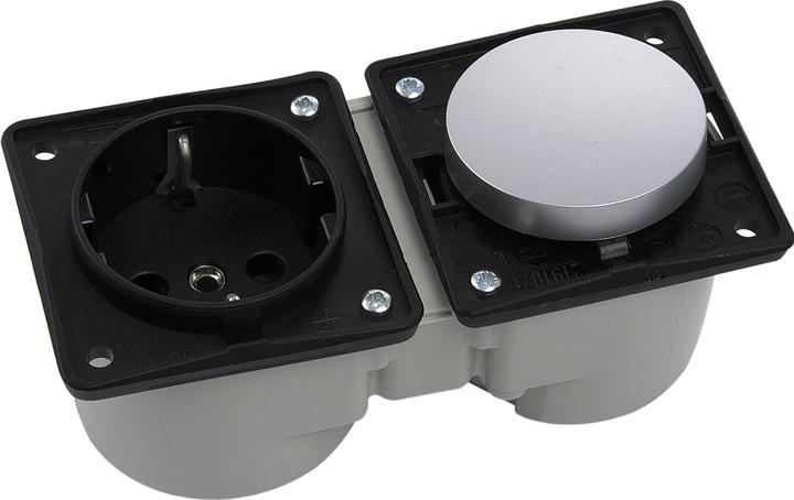 Actual product image Berker Integro switch chrome matt + socket outlet black without frame
