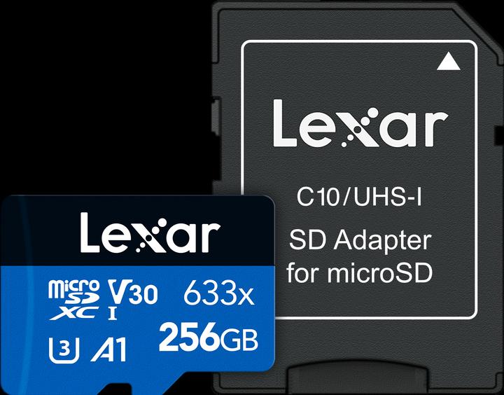 Image du produit Lexar High-Performance 633x microSDXC UHS-I U3 (256 Go, microSDXC, U3, UHS-I)