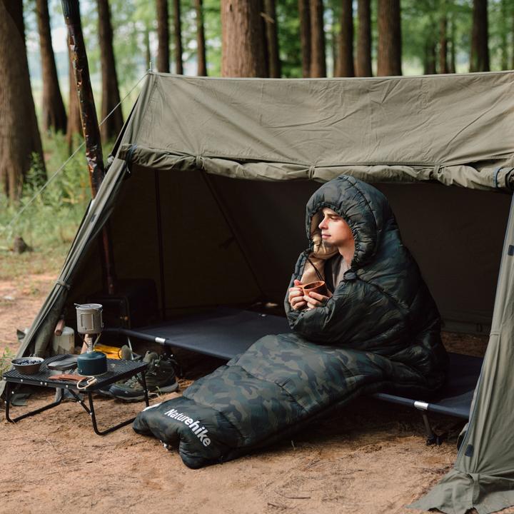 Actual product image Naturehike Warmy square with hat warming cotton sleeping bag M300/Grey/right