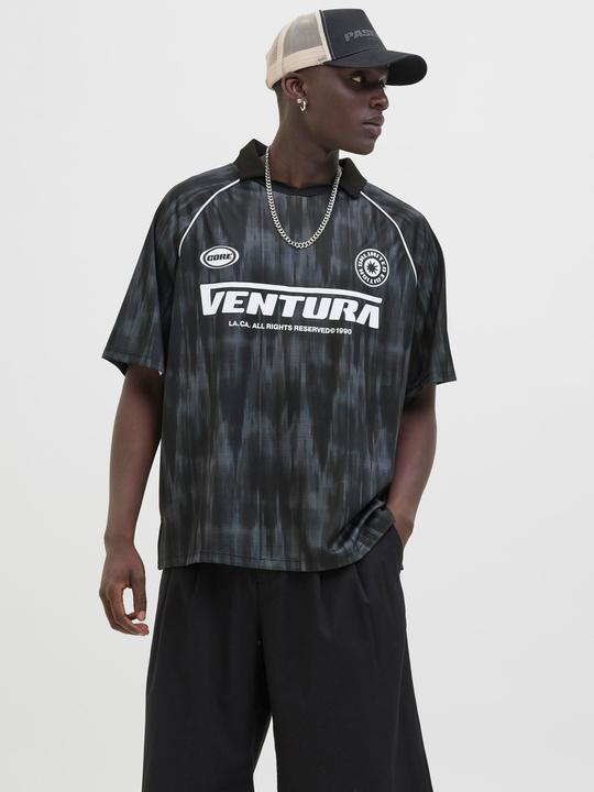Produktbild Jack & Jones Jcoretreat Aop Mesh Open Collar Polo Ss (L)