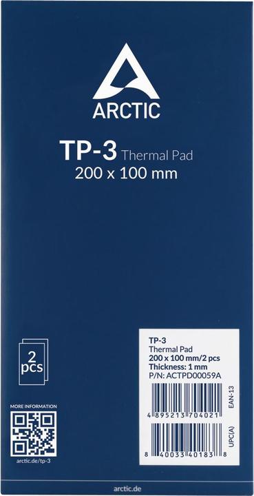Actual product image Arctic TP-3 (200x100mm, t:1.0mm) Pack of 2pcs (1 mm, 6 W/m K)
