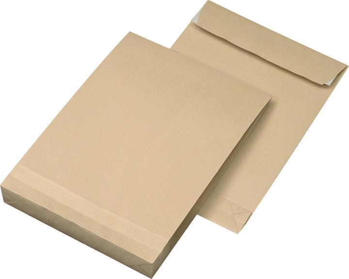 Elepa Faltentasche Natron braun, Ausführung: DIN B4, Papier: 130 g/qm, haftklebend, ohne Fenster (250 x)