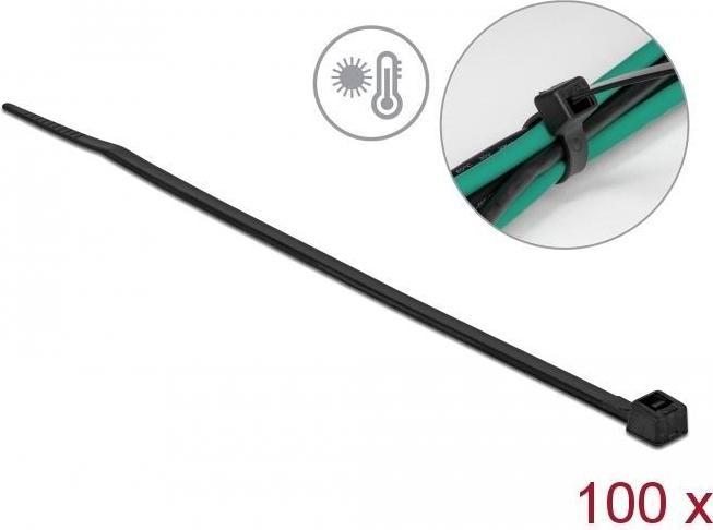 Image du produit Delock Colliers de câbles résistants à la chaleur L 150 x l 3,6 mm noir 100 pièces (Serre-câbles velcro, 150 mm, 100 pcs)
