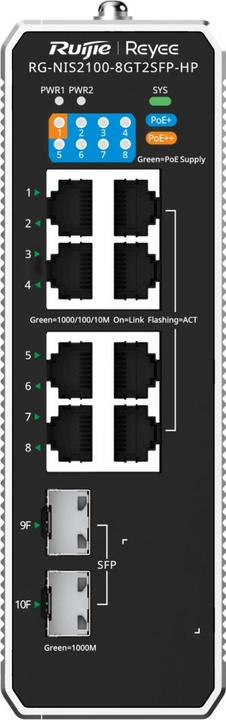 Actual product image Ruijie Reyee RG-NIS2100-8GT2SFP-HP Industrial switch (10 Ports)