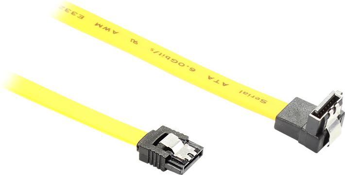 Good Connections SATA 6 Gb/s Anschlusskabel mit Metallclip, gewinkelt, 0,50m, gelb, ®
