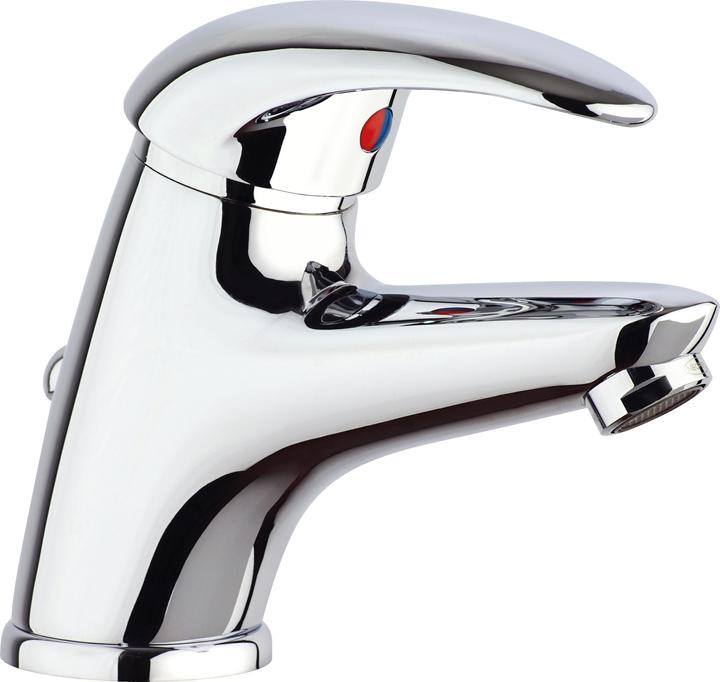 Aquaperl Mitigeur monocommande pour lavabo/lavabo Eco-Click chromé (économie d'eau, économie d'énergie)