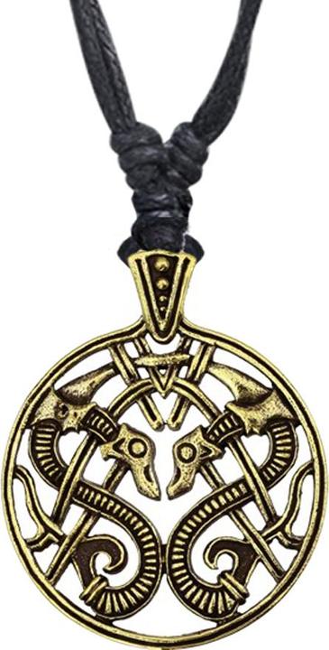 Star Piercing Halskette schwarz Anhänger vergoldet Wikinger zwei Drachen (Messing)