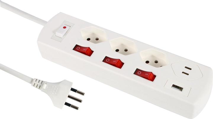 Produktbild Schoenenberger Steckdosenleiste (6 x, Typ 13, USB-A, USB-C, 2 m)