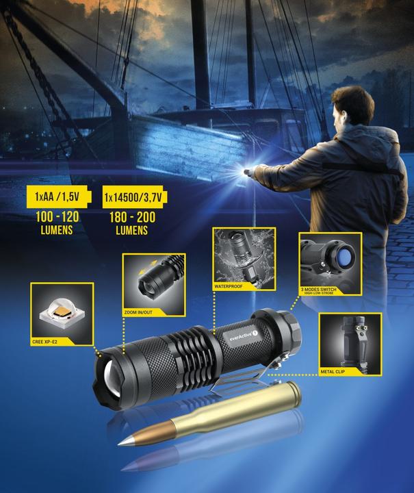 Immagine prodotto Everactive FL-180 Bullet LED - Torcia elettrica (9.40 cm, 200 lm)