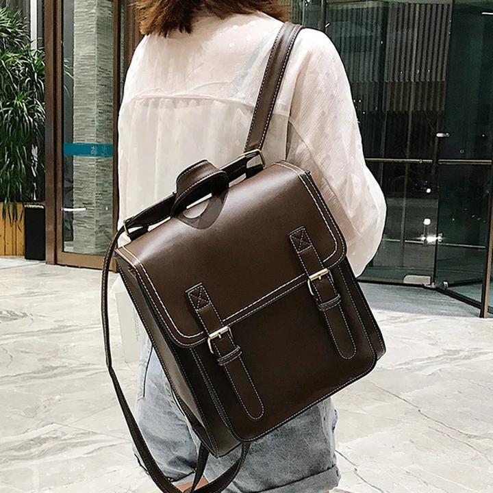 Produktbild Only-Bags.Store Vintage Pu Leder Tasche Rucksack Mode Schulranzen Hohe Qualität Freizeit Umhängetasche