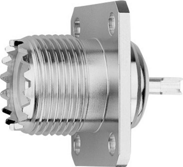 Actual product image Telegärtner UHF panel jack with flange Brass body, Z08, SO-239 (Plug socket)