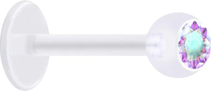 Star Piercing Micro Labret transparent mit Kugel und Kristall multicolor (ohne Messing, Bioflex)