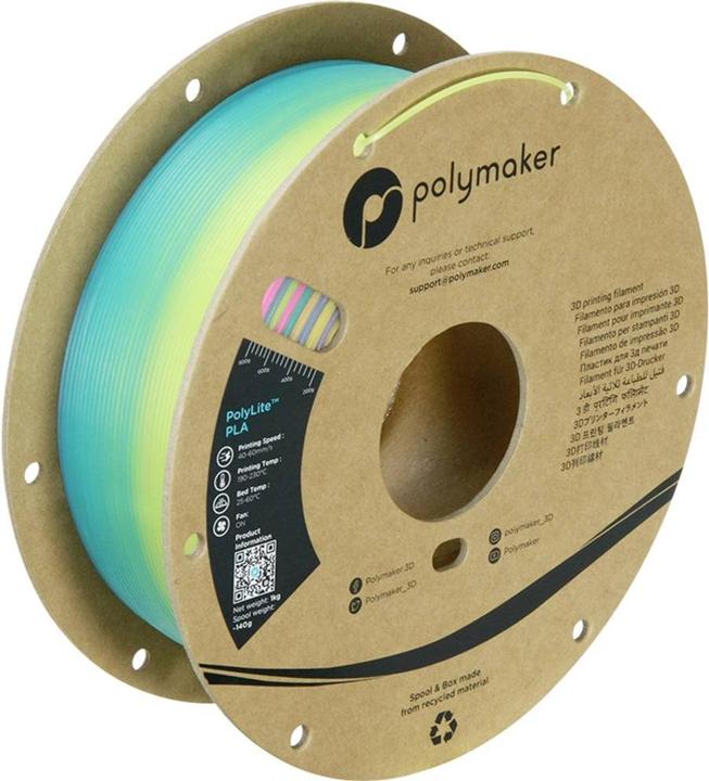 Produktbild Polymaker Luminous Filament PLA nachleuchtend Leucht-Regenbogen (PLA, 1.75 mm, 1000 g, Mehrfarbig)