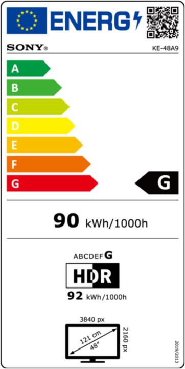 Energy Label Sony OLED KD48A9 (48", OLED, 4K, 2020)