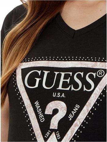 Produktbild Guess Damen T-Shirt Vn Python Triangl Schwarz (L)