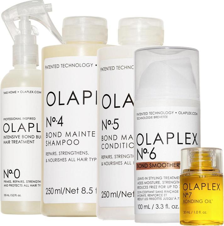 Produktbild Olaplex All-in Pflege Set No. 0 + No. 4 + No. 5 + No. 6 + No. 7 (Haarpflege set)