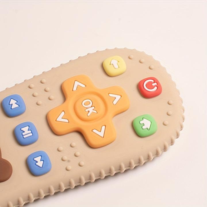 Actual product image Activity Board Cute bear silicone baby teether, colourful silicone baby teething toy, TV remote control shape