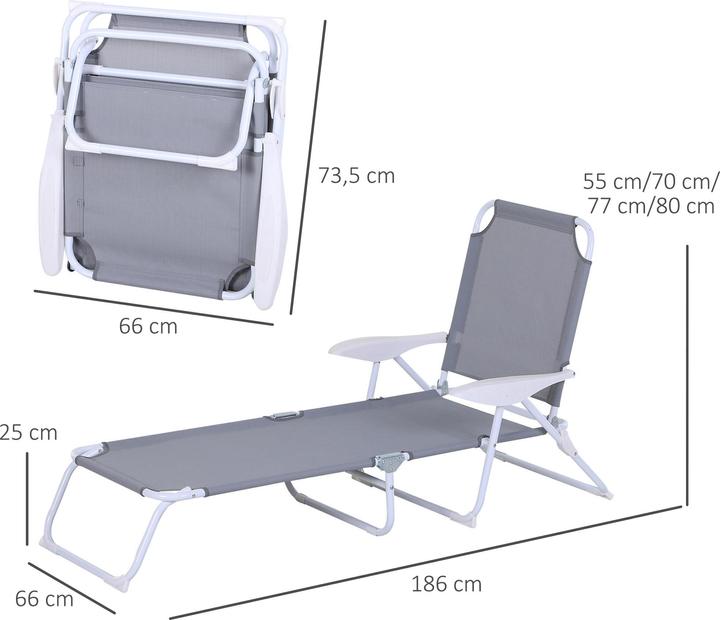 Actual product image Outsunny Sun lounger with adjustable backrest (160 cm)
