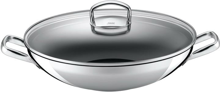 Silit Wok Wokpfanne Induktion 36cm Glasdeckel Hongkong Edelstahl beschichtet (36 cm, Wok Pfanne, Edelstahl)