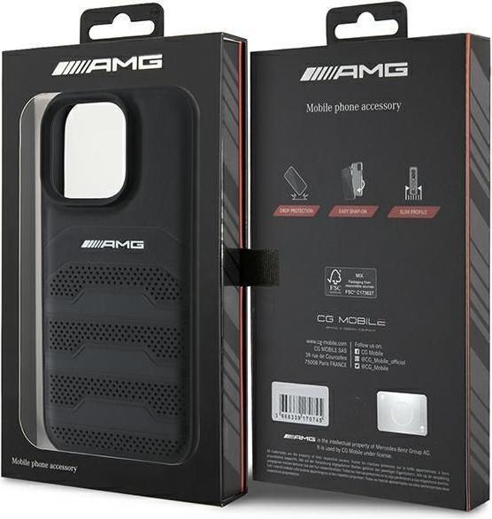 Immagine prodotto Mercedes AMG AMHCP16XGSEBK Custodia rigida iPhone 16 Pro Max 6,9" in pelle con linee in rilievo e logo nero (Apple iPhone 16 Pro Max)