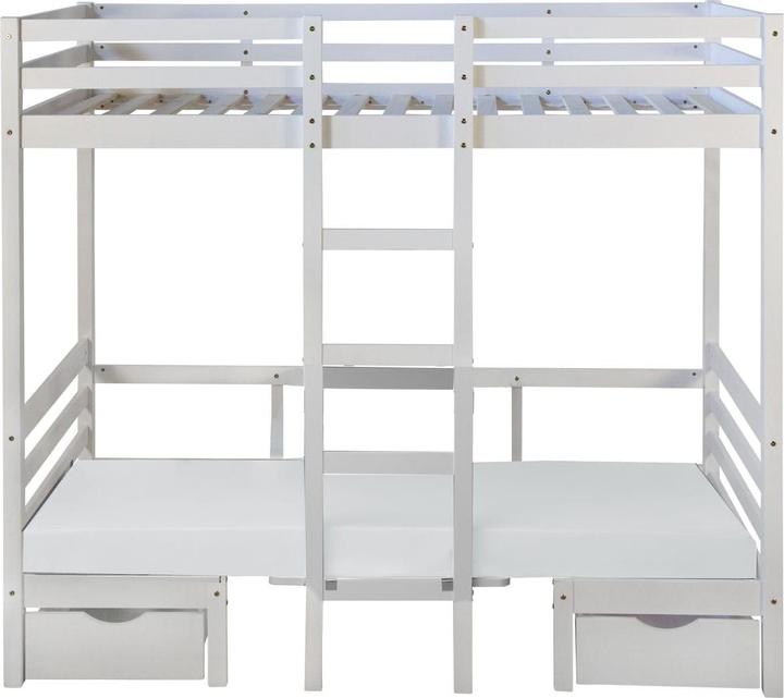 Produktbild Jamb Etagenbett Hochbett mit Schreibtisch 90x200cm Weiss (90 x 200 cm)