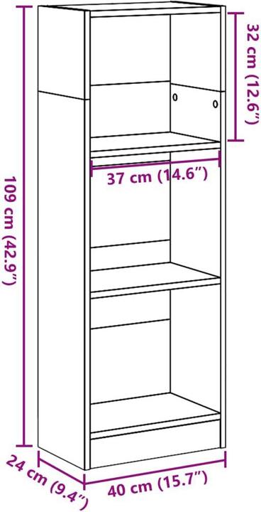 Immagine prodotto VidaXL Bücherregal Bücherschrank Standregal Büroregal Grau Sonoma Holzwerkstoff (40 x 24 x 109 cm)