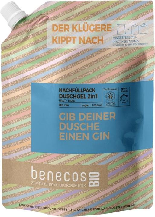 Benecos Gib deiner Dusche einen Gin Duschgel 2in1 Gin Haut & Haar Nachfüllpack Bio (1000 ml)