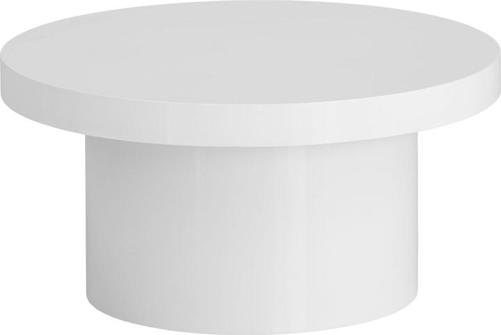 Actual product image FineBuy Couchtisch Sofatisch Weiss 60 cm Hochglanz Wohnzimmertisch Rund Klein (Ø 60 x 30 cm)
