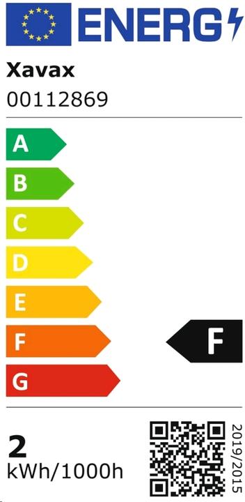 Label énergétique Xavax Lampe LED, G4, 160lm remplace 18W, lampe à culot à broches, blanc chaud (G4, 1.50 W, 160 lm, 1 x, F)