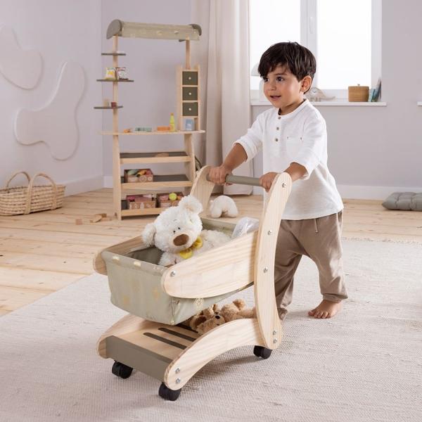 Produktbild Howa Kaufladenzubehör Einkaufswagen aus Holz "Lucky" khaki 48823