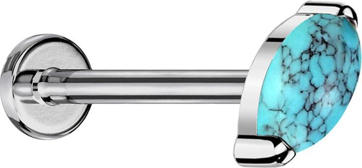 Produktbild Star Piercing Micro Threadless Labret silber Ovaler Türkis Stein (Titan G23, ohne Messing, Mineralisch)