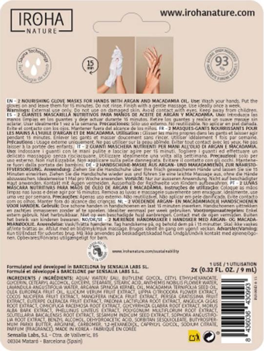 Actual product image Iroha Nature Nature - Hand Mask Gloves Nourishing (18 ml)