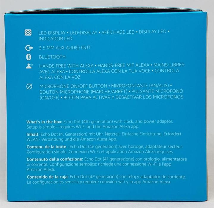 Actual product image Amazon Echo Dot (4th gen.) with clock (Amazon Alexa)
